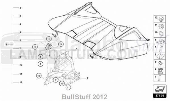 2018 Lamborghini HURACAN LP580-2 SPYDER ENGLAND CABRIO TOP STOWAGE BOX COVER (871.03.00)